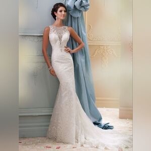 Mon Cheri Sz 12 David Tutera Athena Wedding Gown Ivory